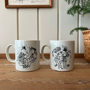 Bjørn Wiinblad Mug | February & December | Nymølle Denmark | Black White Decor | Stylish Interior | 1970s Danish Design | Modernist Home