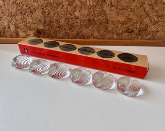 Pukeberg Knife Rests | Set of 6 Pieces in the Original Box | Sweden Glass Art by Göran Wärff | Scandinavian Modern