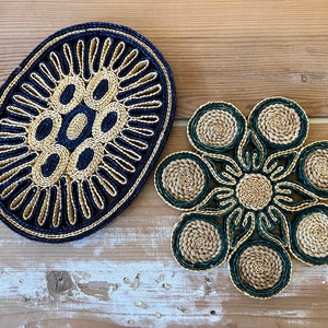 Vintage Straw Trivets | Set of Two Pot Coasters