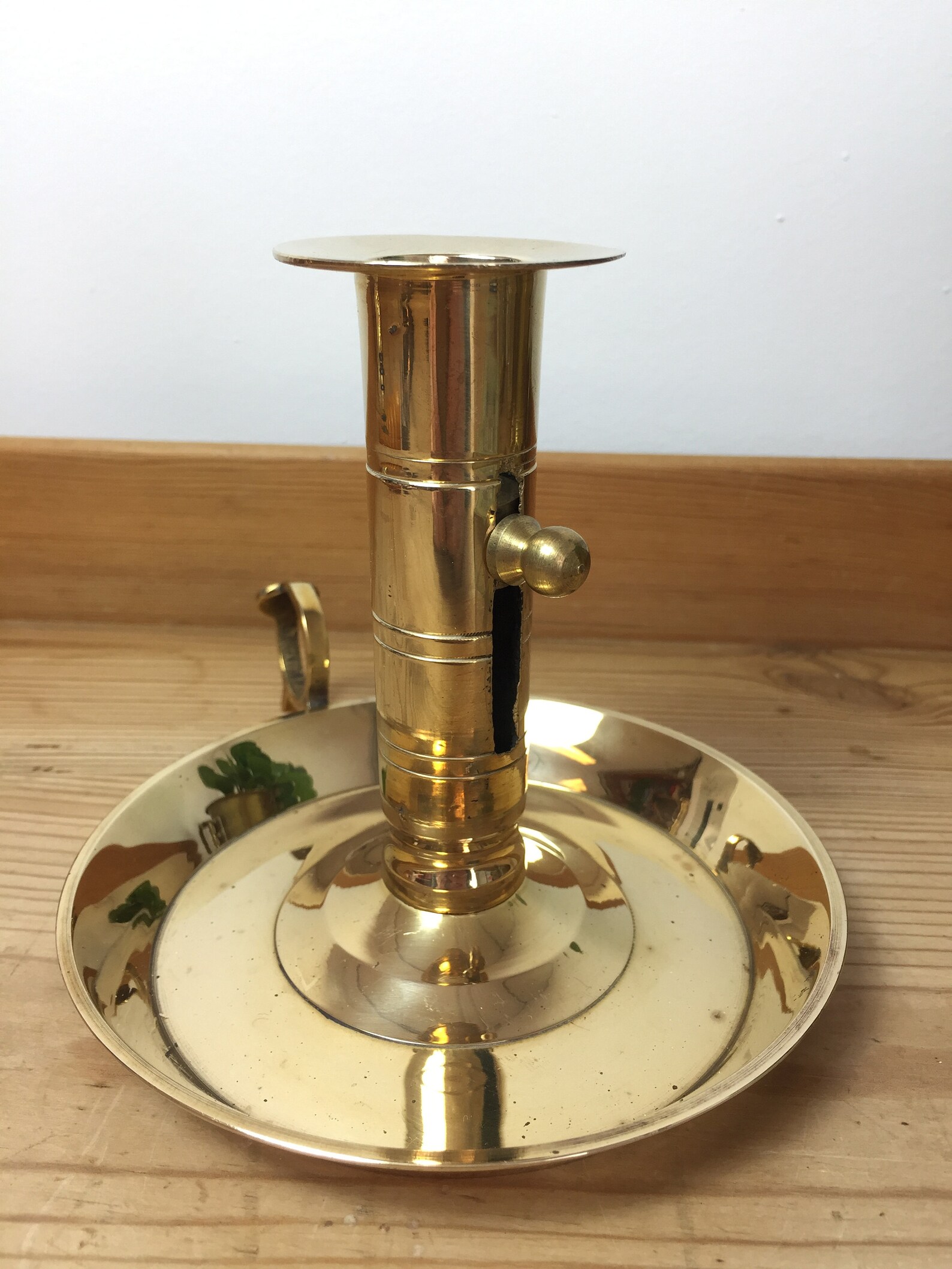Vintage Brass Chamberstick Candle Holder Golden Interior Etsy