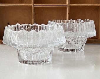 Iittala Finland | Pair of ‘Stellaria’ Candleholders by Tapio Wirkkala | Scandinavian Glass | Finnish Design | Collectible Glassware