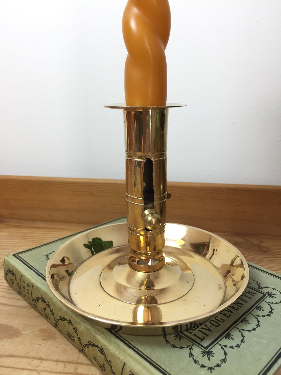 Vintage Brass Chamberstick Candle Holder Golden Interior Etsy