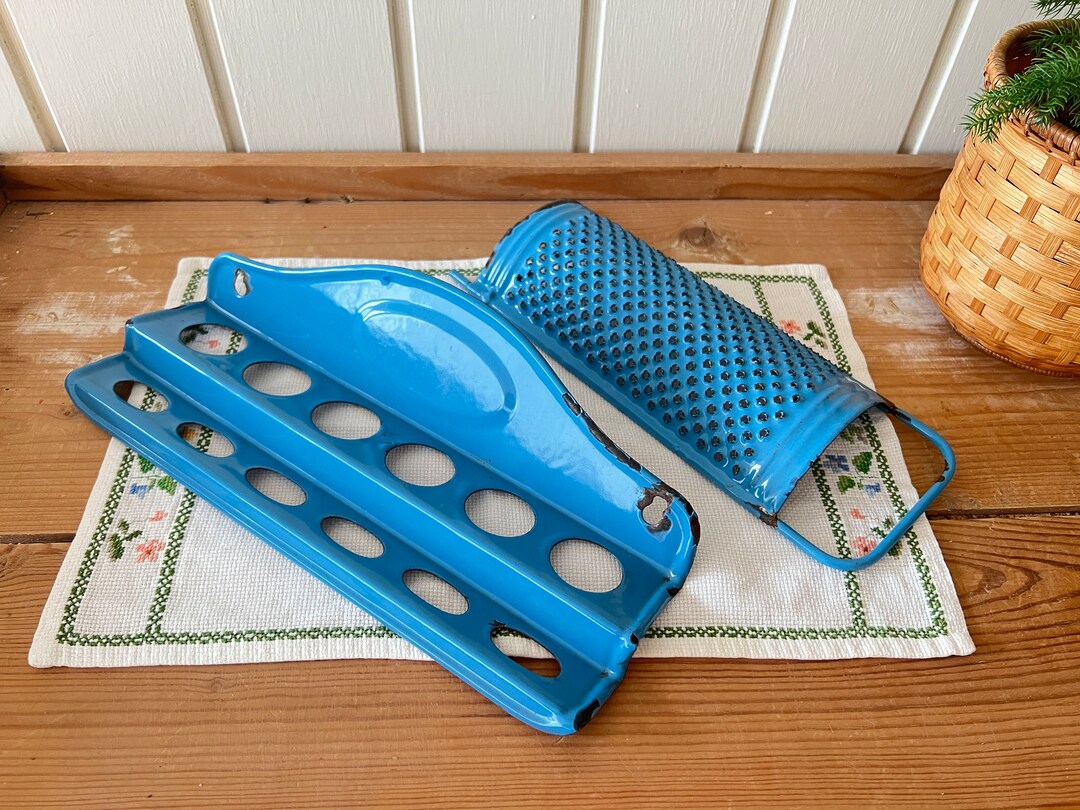 Enamel Spoon Rack Vintage Danish Blue Enamel Spoonrack and Grater | Utensil Rack ...