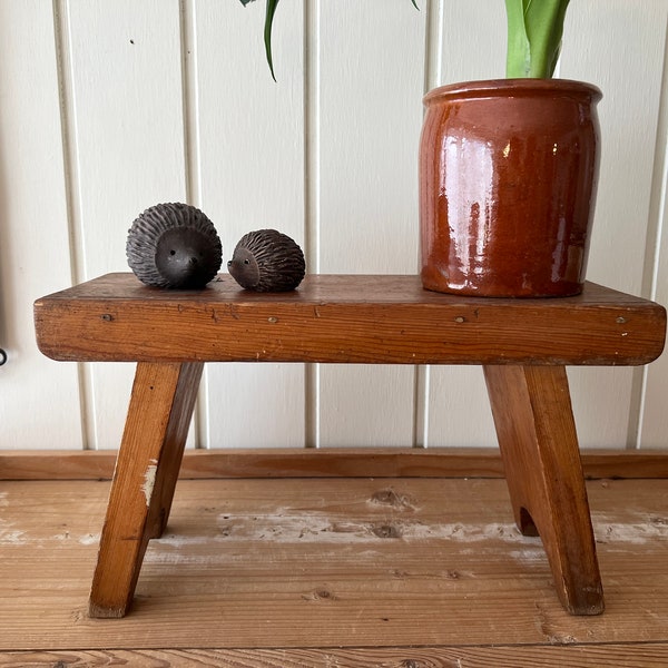 Antique Wooden Step Stool | Old Danish Farmhouse Furniture | Country Cottage Home Decor | Rustic & Primitive