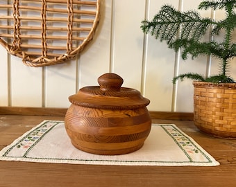 Barattolo di legno vintage / Fatto a mano in stile moderno danese / Portaoggetti da scrivania in legno / Portaoggetti in pino / Moderno di metà secolo, anni '70