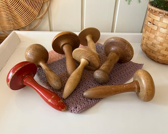 Outils pour champignons à repriser vintage | Choisissez votre préférée | Ancien outil de couture authentique pour réparation | Intérieur de ferme | Décoration de chalet