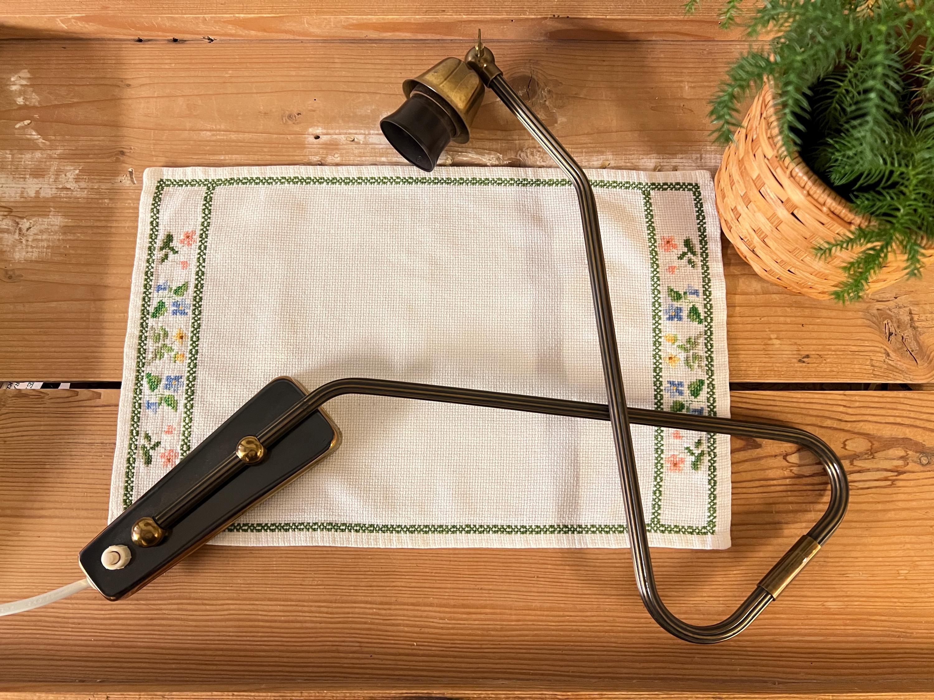 Danish Vintage Brass Swing Arm Wall Lamp | Scandinavian Mid Century Light 1950s | Nordic Home Interior