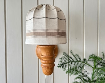 Dikke Deens grenen wandlamp met stoffen lampenkap | Gemaakt door het Deense bedrijf Plus Lys dess 26 | Scandinavische Boho schans jaren 1970 | Noords