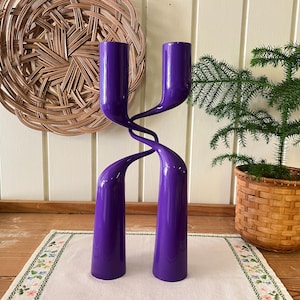 Lovely Pair of Mikaela Dörfel Twisted Double Candleholders in Purple Color for Menu | Bohemian Decorative Home Decor | Eclectic Interior