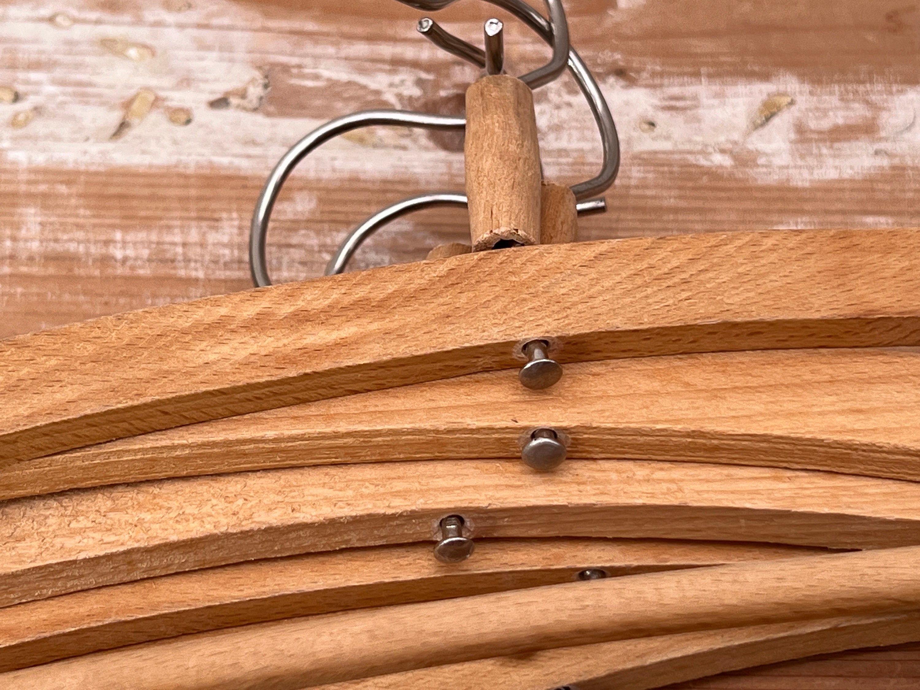 6x Vintage Coat Hanger | Pine Wood Clothes Hangers | Mid