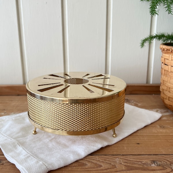 Vintage Teapot Warmer for Tealight | Footed Brass with Perforated Decor | Beautiful Brass Kitchen Decor | Farmhouse Cottage