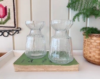 Pair of Hyacinth Vases | Tamara Aladin for Riihimäen Lasi Glassworks | Finnish Art Glass 1970s | Collectible Art Vase