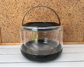 Stelton Ice Bucket by Erik Magnussen | Clear Plastic & Black Barware | Danish Design | Stylish Minimalistic