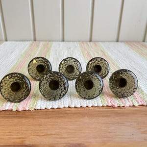 Lindshammar Sweden Drawer Knobs | Set of 7 Scandinavian Green Solid Glass | Nordic Home Interior 1970s