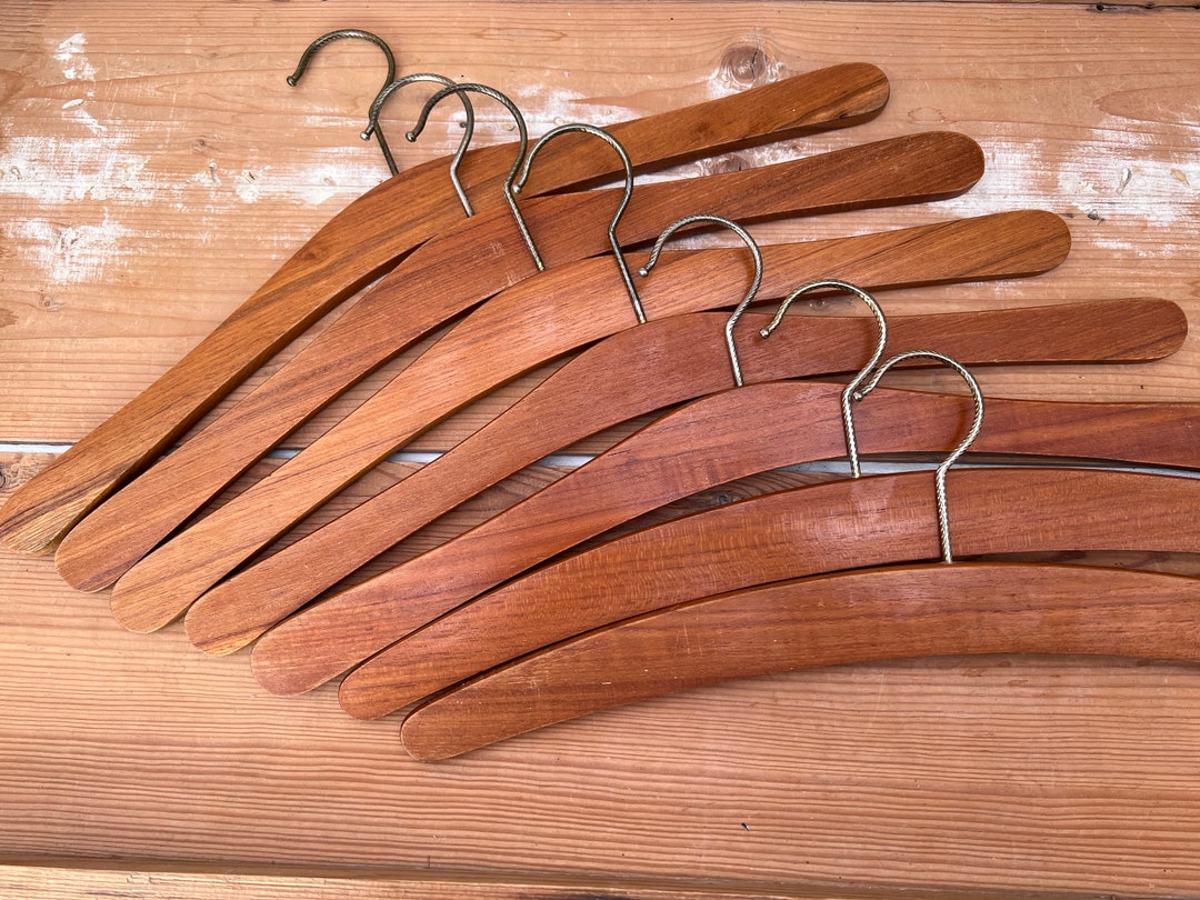 1960s Vintage Coat Hanger 7 Wooden Clothes Hangers Mid Etsy