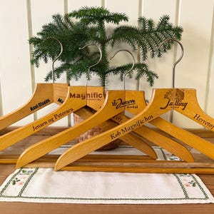 Vintage Coat Hangers from Old Danish Boutiques | Set of 4 Wooden Clothes Hangers | Mid Century Modern | Bohemian Eclectic Decor