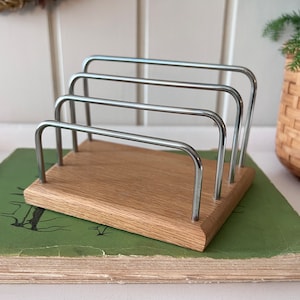 Portacartas danés vintage moderno / Organizador de escritorio de madera / Moderno de mediados de siglo, década de 1960