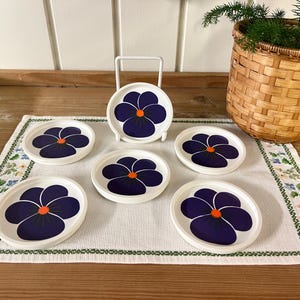 Laurids Lonborg Große Untersetzer Set mit 4 Stück | Lena & Al Eklund | 1970er Jahre Bunte Bar Ware | Retro Made in Dänemark