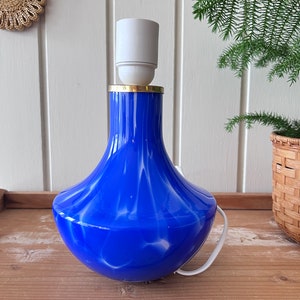 Beautiful Glass Table Lamp | Scandinavian Cozy Romantic Style | Blue Lamp 1980s Decor | Danish Light