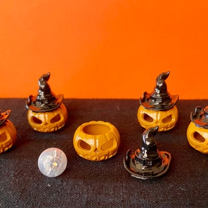 Miniature Pumpkins with Hats or Pumpkin Tops