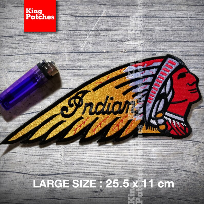 Large Size INDIAN MOTORCYCLE Patch Iron on Custom Unique Jacket T-Shirt Outfit Clothing Flag Classic Touring Vintage Retro Old School Biker