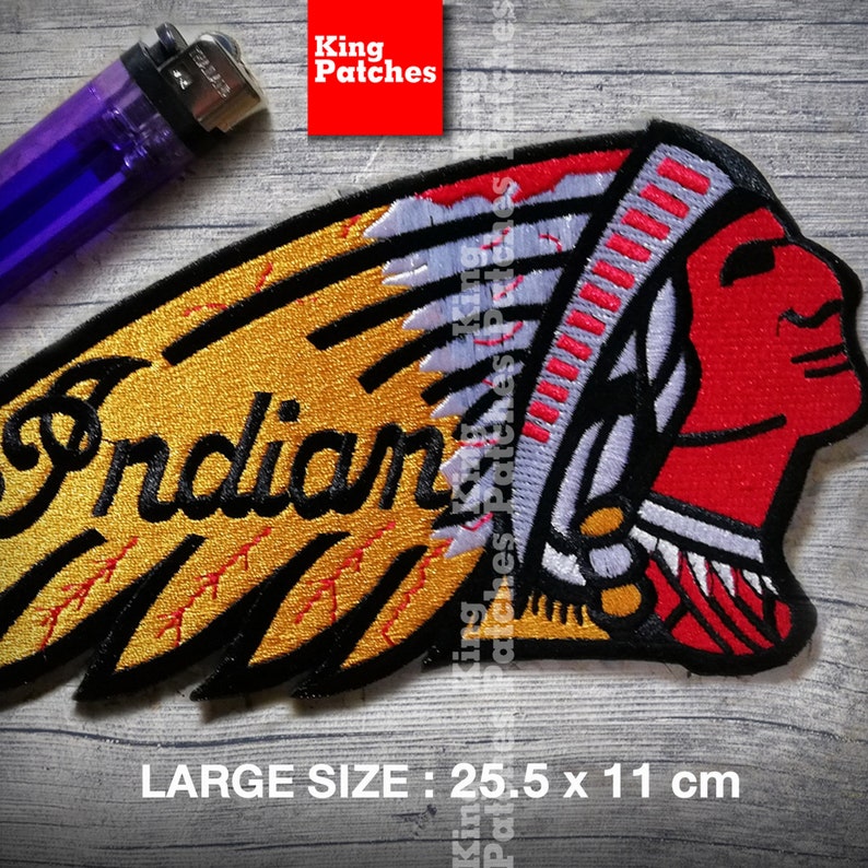 Large Size INDIAN MOTORCYCLE Patch Iron on Custom Unique Jacket T-Shirt Outfit Clothing Flag Classic Touring Vintage Retro Old School Biker