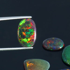 AAA Grade Black Opal, Opal Slice, Flat Back Opal, Opal Crystal, Natural Ethiopian Opal Multi Fire Opal Cabochon Opal For Jewelry Making