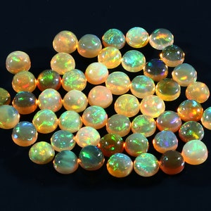 5 MM Natural Ethiopian Opal Cabochon - Welo Fire Opal Gemstone - Opal Stone - Loose Gemstone - Opal Round Shape Cabochon Stone  pieces Lot