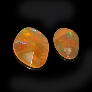2 Pec Natural Ethiopian Opal, AAA+ Quality Opal Slice Faceted Fancy ,Size 10x10 7x5 mm ,Loose Welo Opal cut For Jewelry Making