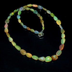 AAA Ethiopian Tumble Opal Smooth Beads Necklace, opal beads jewelry, Top Quality Ethiopian Opal Beads Strand Necklace, gift for her