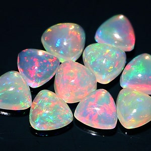 FOR ONE Welo opal calibrated size Opal Cabochon Trillion AAA quality Multi Fire Opal Loose Gemstone 6mm Ethiopian Opal Trillion Cabochon