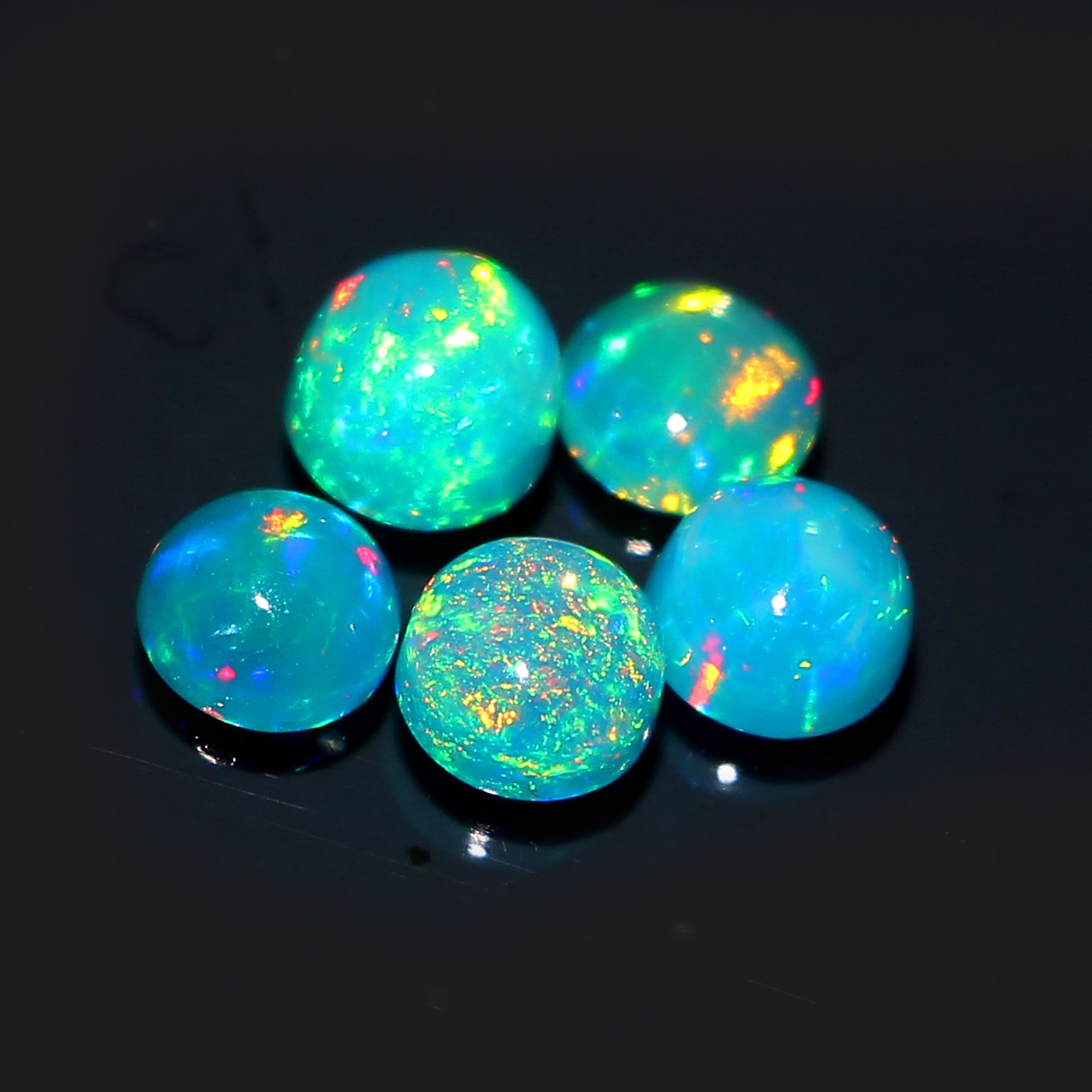 5 Pieces 5mm Opal Lot Ethiopian Opal Cabochon Sky Blue Opal Etsy