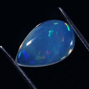 100% Natural 10.70x17 mm Ethiopian Opal Cabochon, Pear Shape Gemstone, Matched Pair, Welo Opal, Blue Fire Opal, 3.80 Carat Loose Gemstone