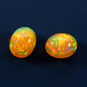 Exclusive Top Grade Quality 100% Natural Fire Ethiopian Opal Oval Shape Cabochon Loose Gemstone For Making Jewelry 2.90 Ct. 7x9 mm one pair