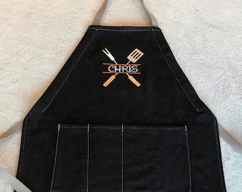 Men’s Grilling Apron, Personalized Apron, BBQ Apron, Gifts For Him, Fathers Day Gift