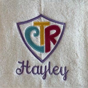 CTR Personalized Towels, Embroidered Bath towel, Baptism Gift, Personalized Towel, LDS Baptism