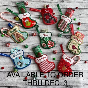 Personalized Christmas Stocking Ornament, Stocking Ornament Gift Holder, Gift Card Holder Ornament, Custom Ornament, Mini Stockings
