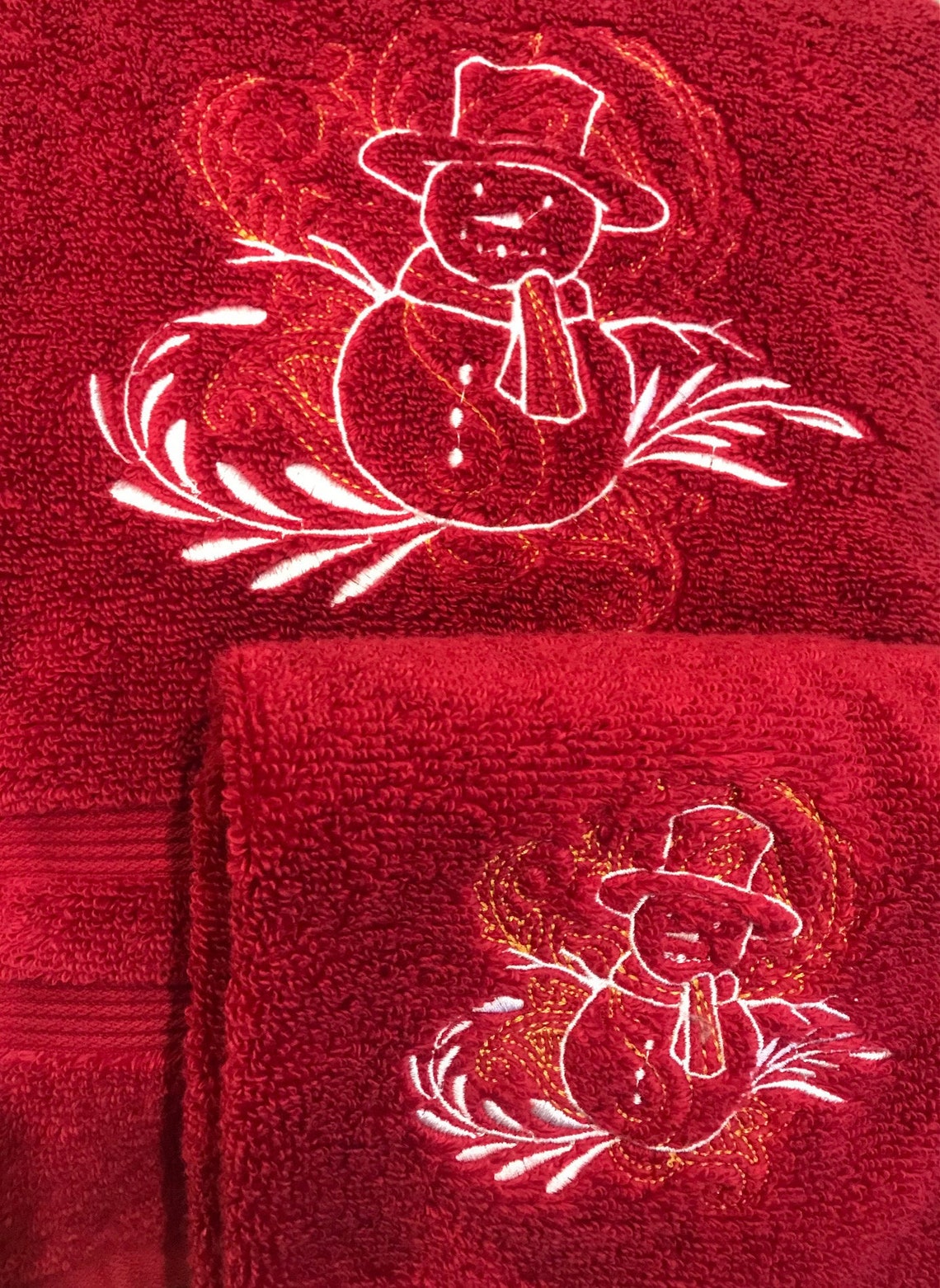 Elegant Embroidered Christmas Bath Towel Holiday Bath Towel Etsy
