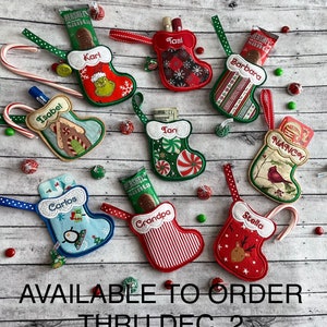 Personalized Christmas Stocking Ornament, Stocking Ornament Gift Holder, Gift Card Holder Ornament, Custom Ornament, Mini Stockings