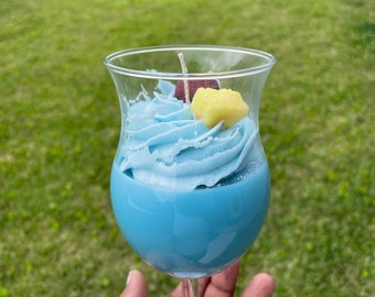 Blue Hawaiian Cocktail Candle: Tropical Scented Soy Wax Candle