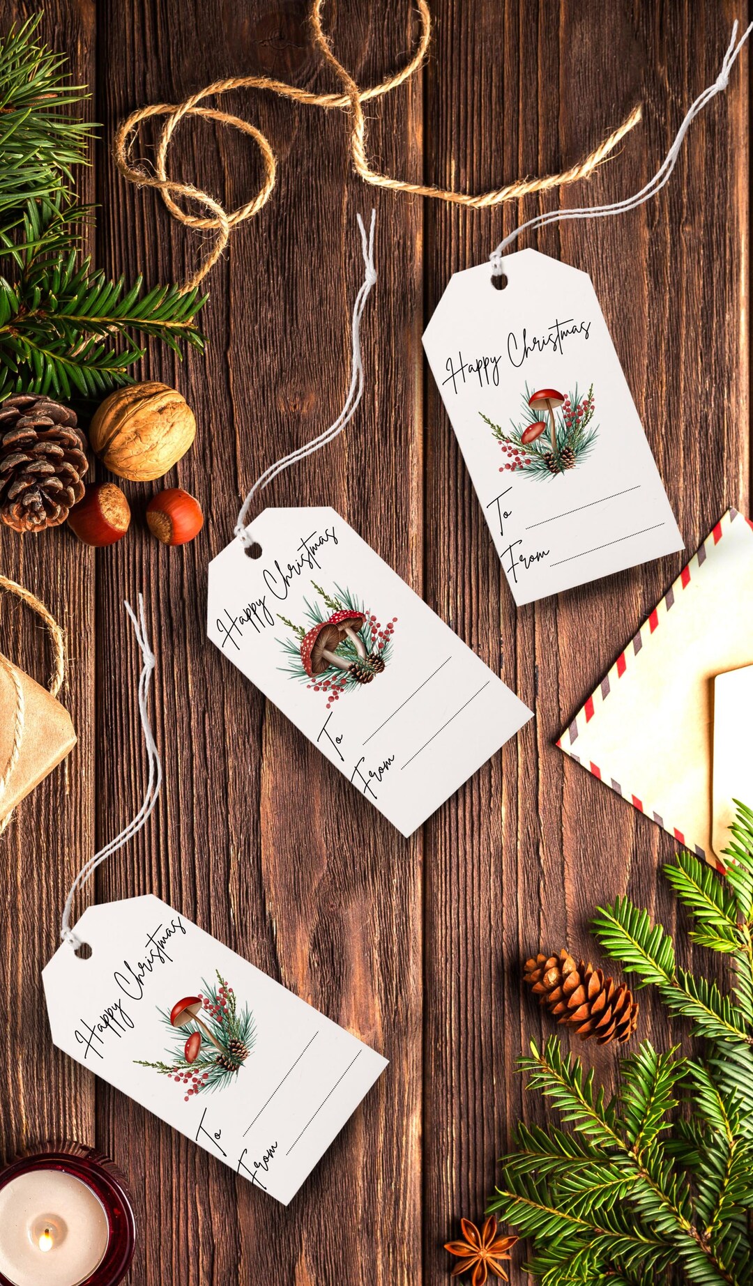 Printable Christmas Gift Tags Digital Pdf Download Rustic Gift Tags Diy