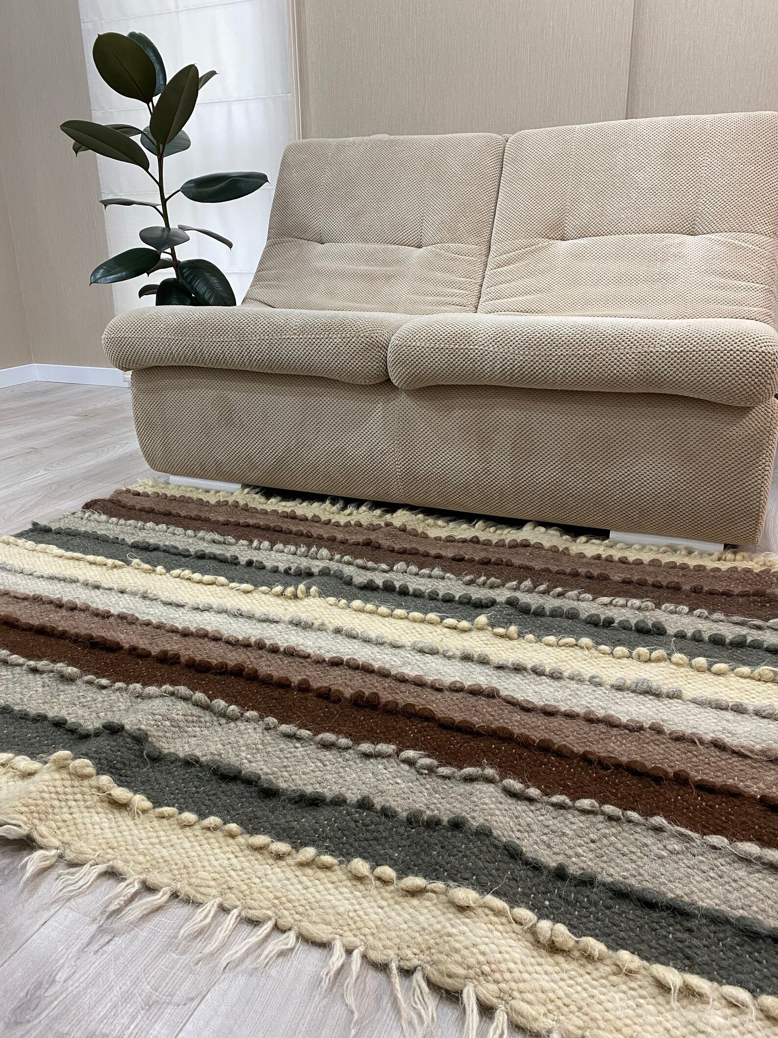 Natural Grey Green and Brown Rug Handwoven Natural Colors Etsy