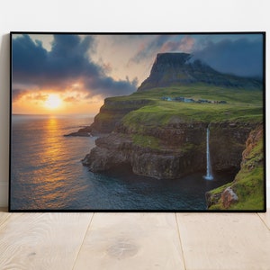 Sunset at Gasadalur Faroe Islands, Instant Art, INSTANT DOWNLOAD, Printable Wall Decor