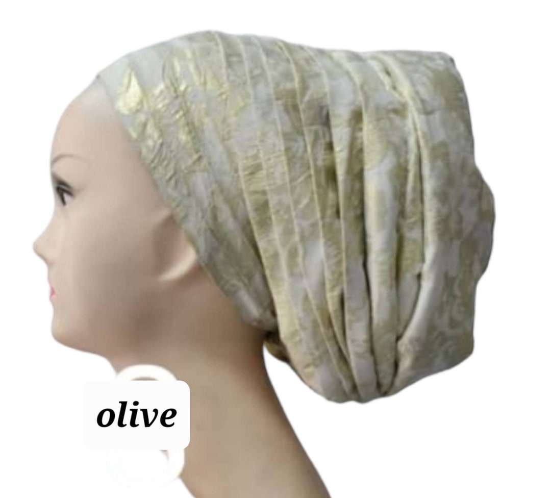 Premium Damask Brocade Auto Gele, Multi-pleated Turban Cap, Instant ...