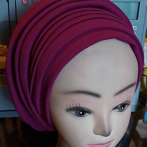 Premium autogele turban cap, fuschsia purple auto gele, African Nigeria turban cap,