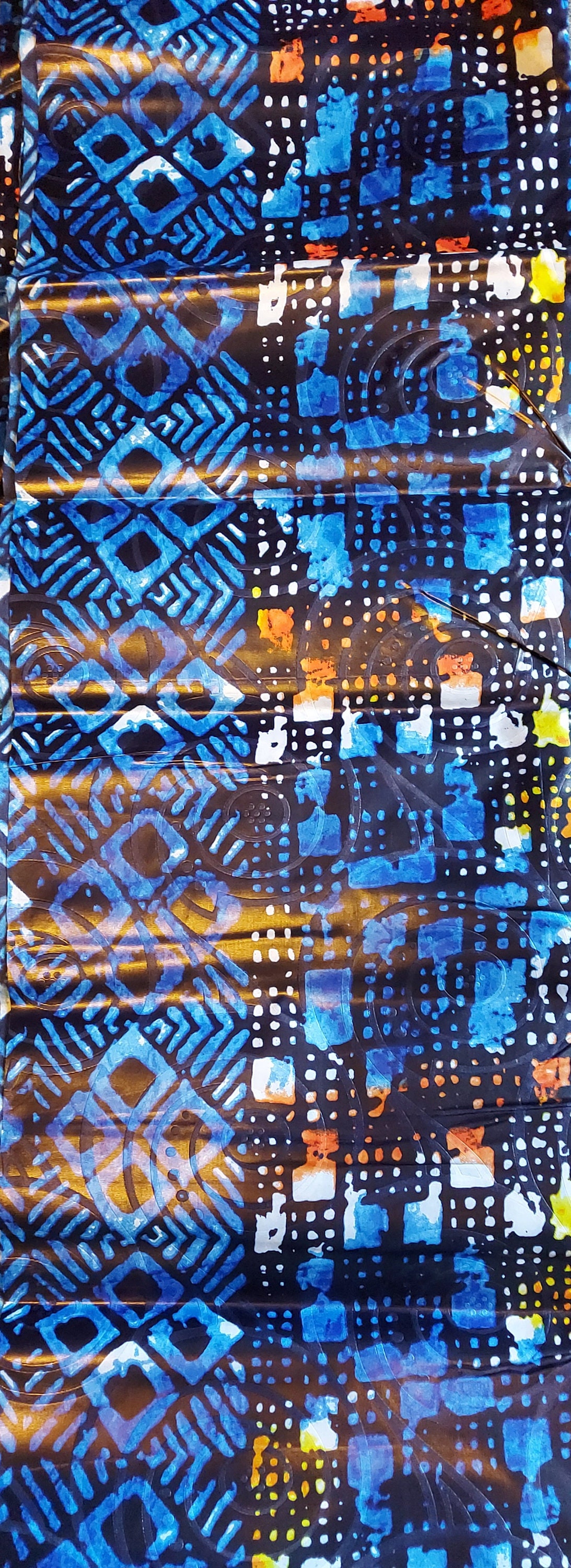 Handmade Kampala Brocade Fabric Nigerian Adire Batik Cotton 5 Yards handmade-kampala-brocade-fabric-nigerian-adire-batik-cotton-5-yards