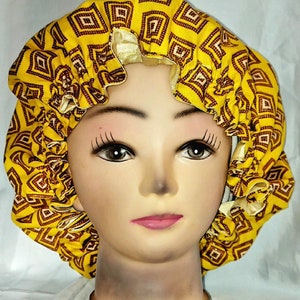 Large Satin Bonnet African Pattern Satin lined bonnet, Head wrap for Women, African Print Satin Bonnet,