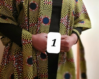 Vestido kimono con estampado africano, cárdigan con cinturón, Ankara, talla grande