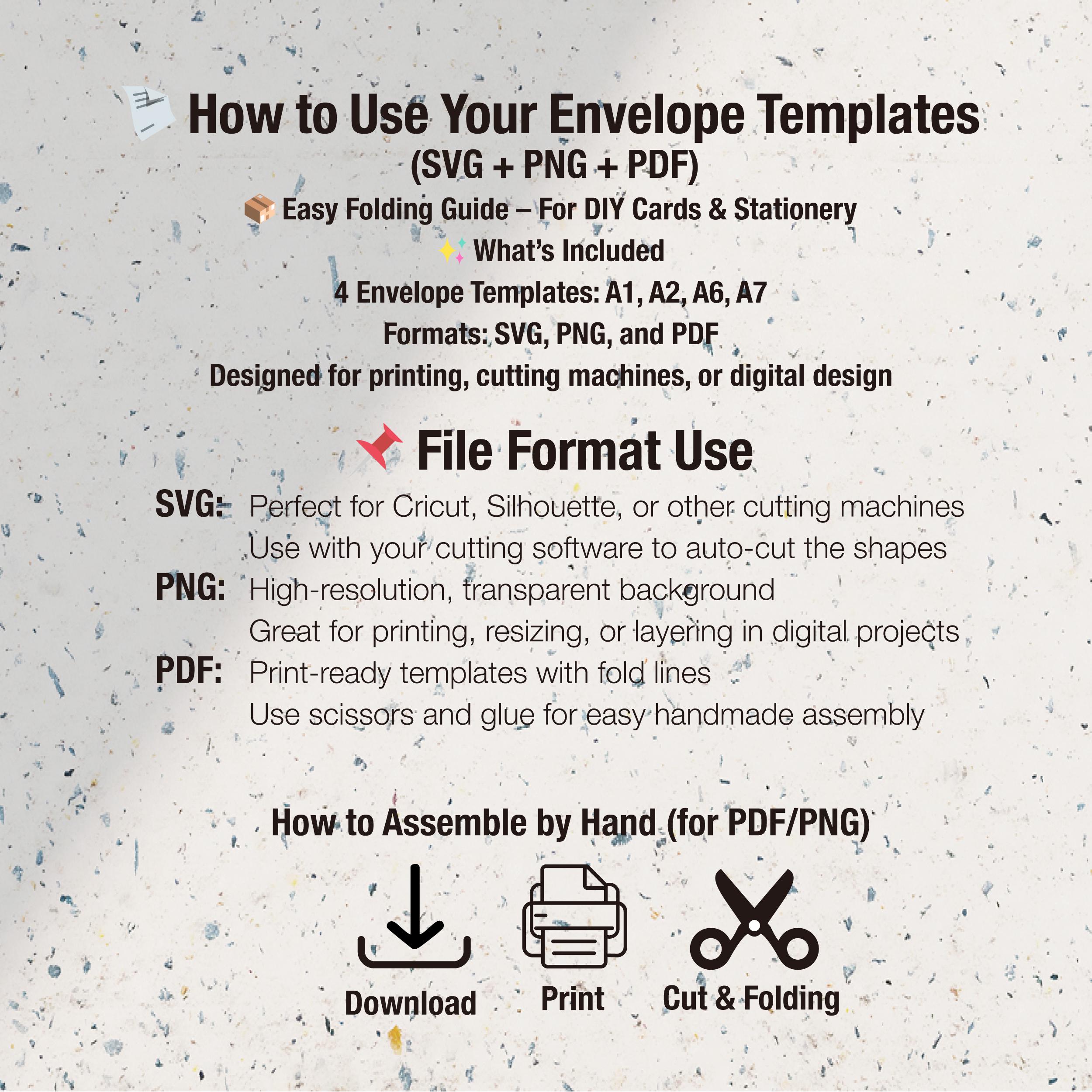 Printable Envelope Template: A1 A2 A6 A7 Sizes (PDF Digital Download ...