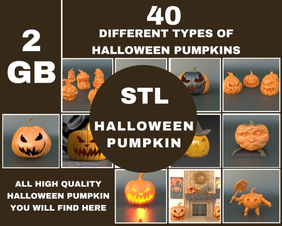40 different types of Halloween pumpkins for 3D Printing- Halloween Decor -STL Halloween pumpkins - 3D STL Print files - STL pack